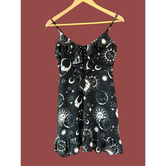 Killstar Black Crescent Moon Celestial Gothic Punk Dress Small Whimsigoth - Picture 1 of 6
